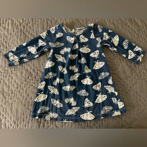 Winter Water Factory Organic Cotton Blue Moth Butterfly Print Dress 18 Months